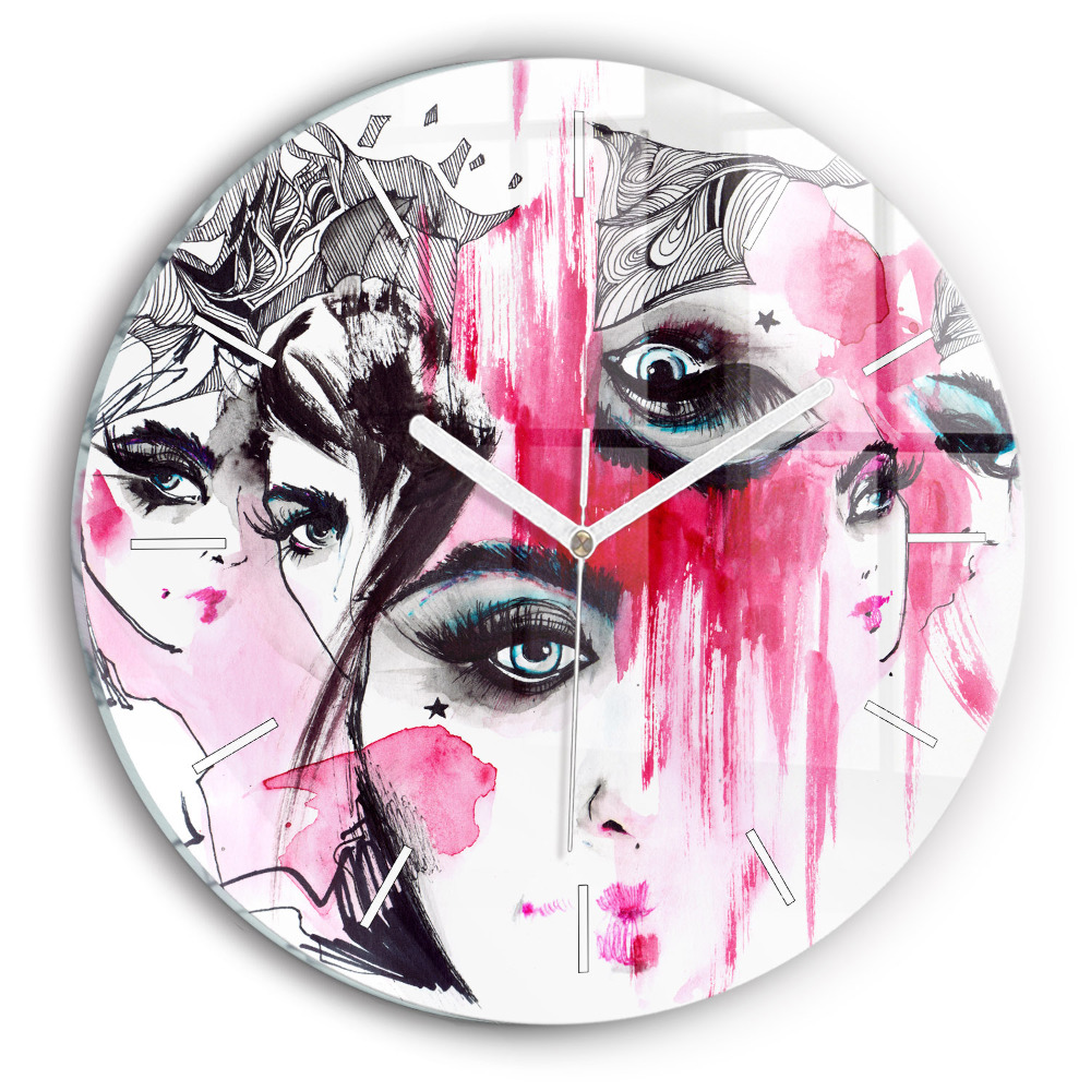 Kulaté nástěnné hodiny Abstrakce mnoha tváří