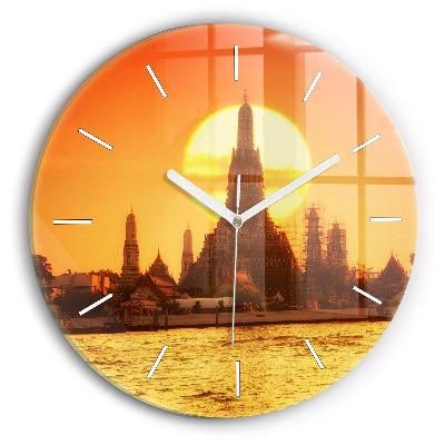 Kulaté nástěnné hodiny Wat arun Bangkok Thajsko