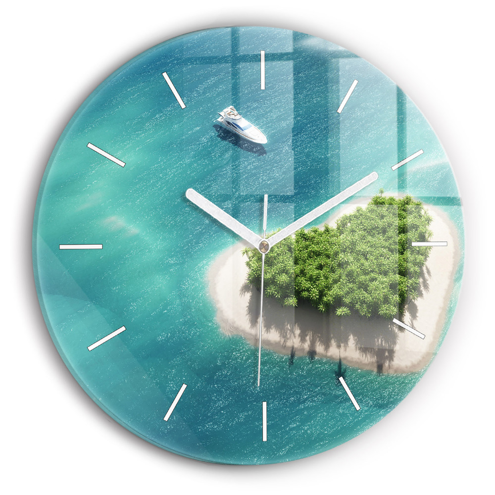 Skleněné hodiny kulaté Srdcový ostrov