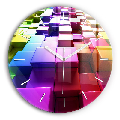 Kulaté nástěnné hodiny Barevné kostky