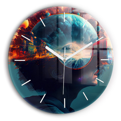 Skleněné hodiny kulaté Futuristický svět