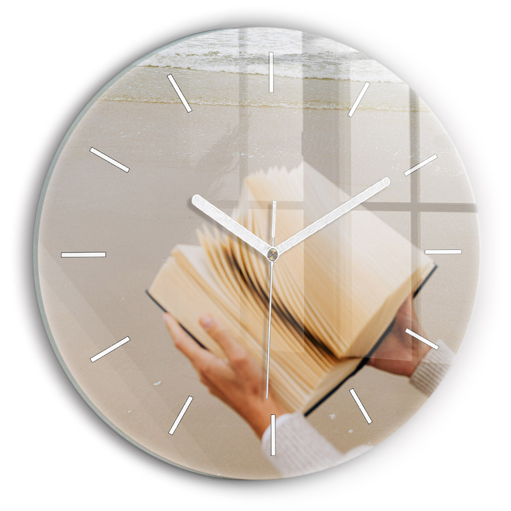 Skleněné hodiny kulaté Chvilka s knihou