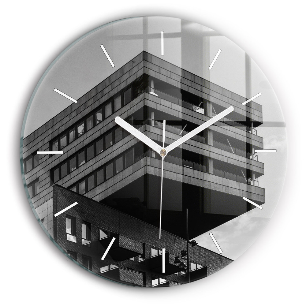 Skleněné hodiny kulaté Architektura v Amsterdamu