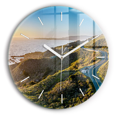 Skleněné hodiny kulaté Silnice v San Franciscu