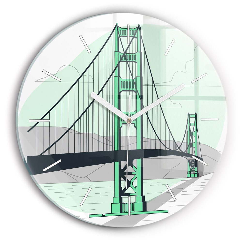Kulaté nástěnné hodiny Zelený most