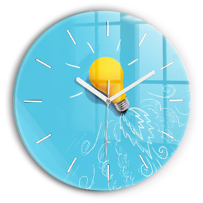 Skleněné hodiny kulaté Kresba žárovky