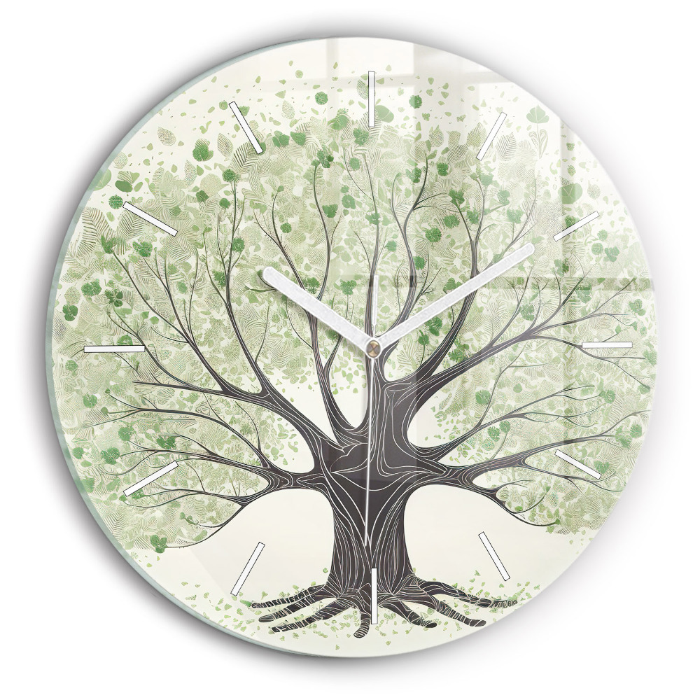 Skleněné hodiny kulaté Velký strom příroda