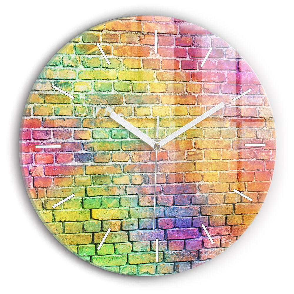 Kulaté nástěnné hodiny Malovaná zeď