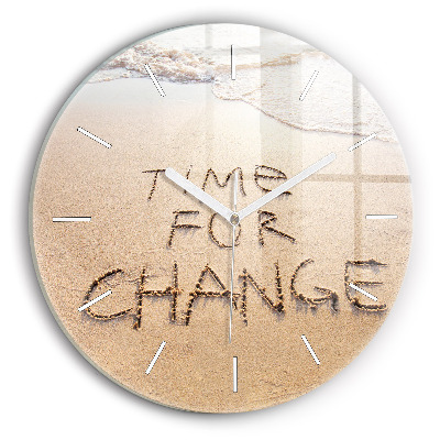 Kulaté nástěnné hodiny Citát na pláži