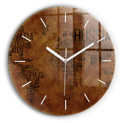 Kulaté nástěnné hodiny Mapa a názvy zemí