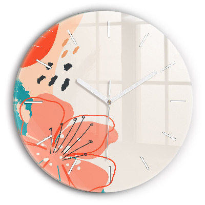 Skleněné hodiny kulaté Havajské rostliny