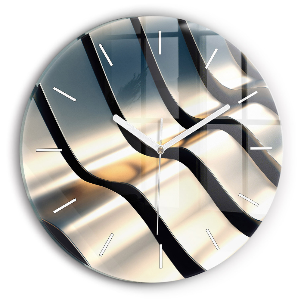 Skleněné hodiny kulaté Stříbrný vzor