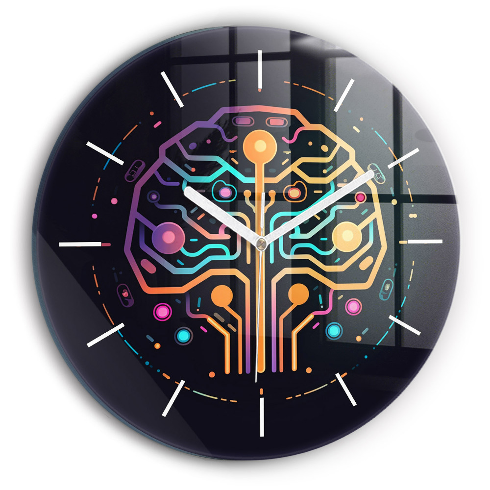 Skleněné hodiny kulaté Barevná abstrakce