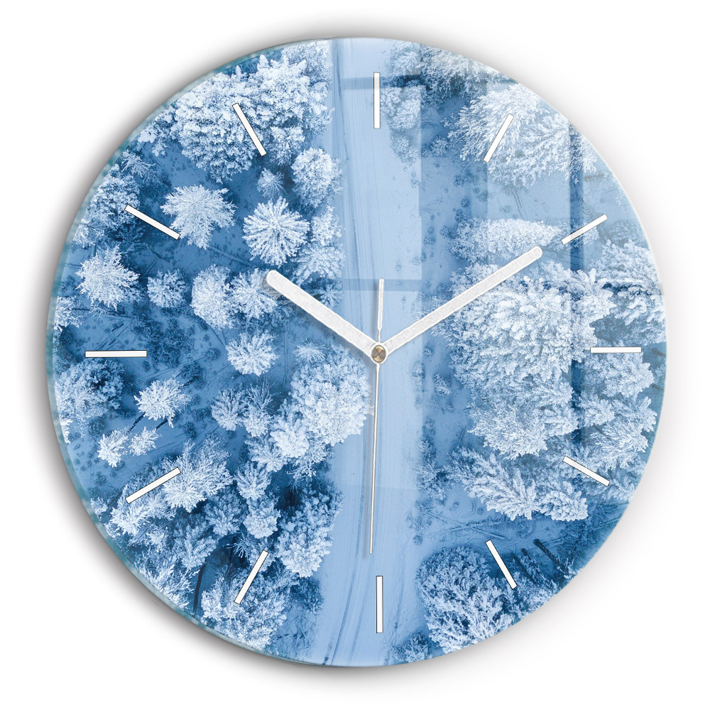 Skleněné hodiny kulaté Les z dronu